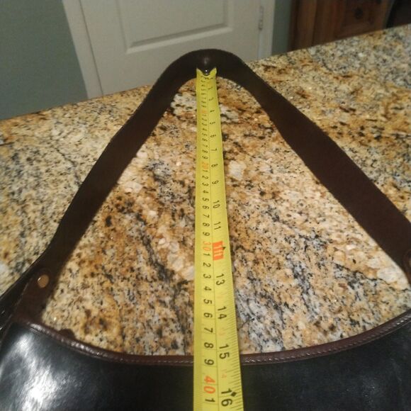 Vintage Brahmin Purse Pecan Croc Black Leather Combo Shoulder Handbag - Picture 15 of 16